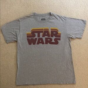 Star Wars Gray T-Shirt Graphic Tee Orange Yellow Maroon Logo Short-Sleeve Medium